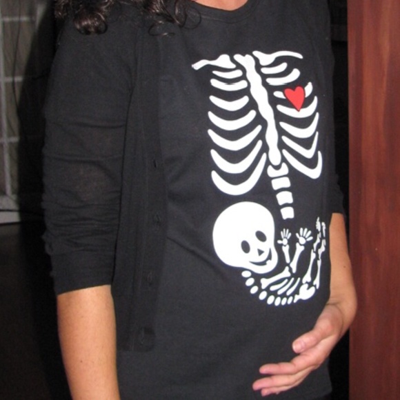 Maternity Halloween Skeleton short sleeve tee shirt top - Picture 1 of 3